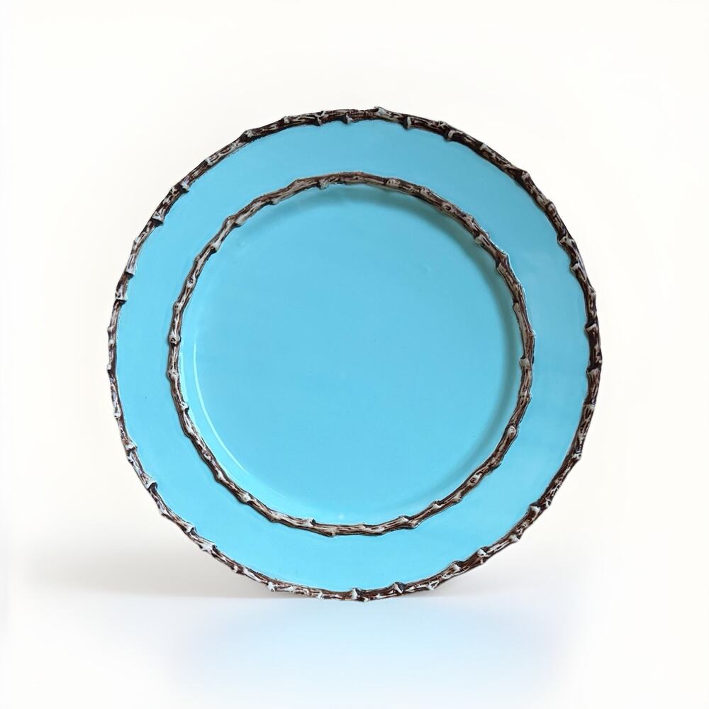 Mud Pie Nesting Plates Robins Egg Blue Branch Design Dinner